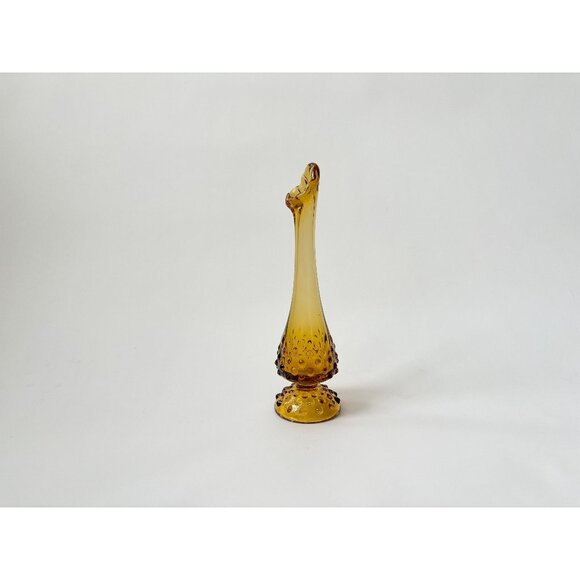Fenton Other - Midcentury Modern Hobnail Amber Colored Hobnail Handblown Glass Swung Vase
